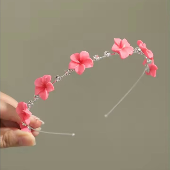 Flower Headband Pink Summer Floral Headband - Picture 2 of 4